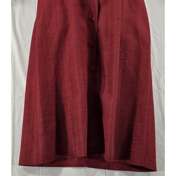 CAROLL Womens Shirt Dress Viscose/Linen Minimalist Modest Red France T38 | US 8 - Picture 9 of 15